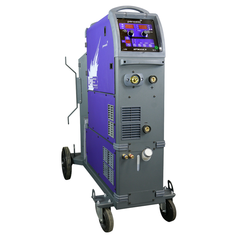 Advanced Power Technology 353 Pulse MIG Welding Power Source Machine and Water Cooler on Trolley